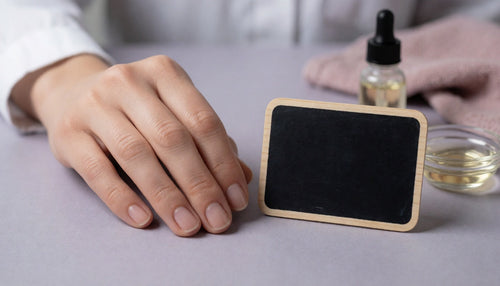 Hand with healthy, oiled nails styled for a nail-care myth-busting post