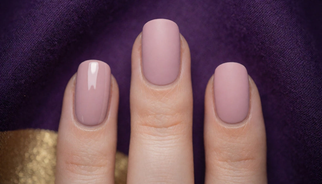 Three fingers showing glossy, matte, and no-wipe top coat finishes side by side