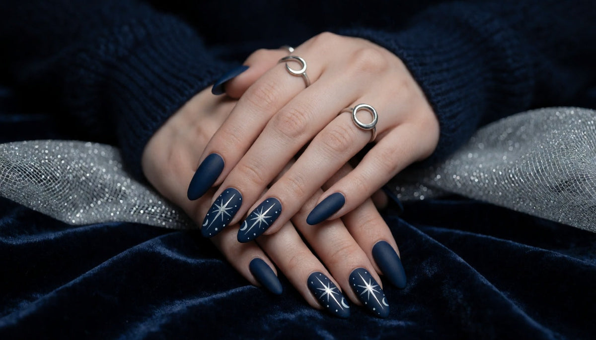 Matte Navy Celestial Nails: 2026's Refined Star Nail Art Trend