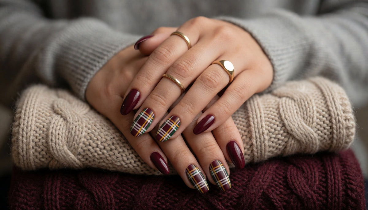 Burgundy Plaid Nails: 2026's Coziest Retro Revival Trend