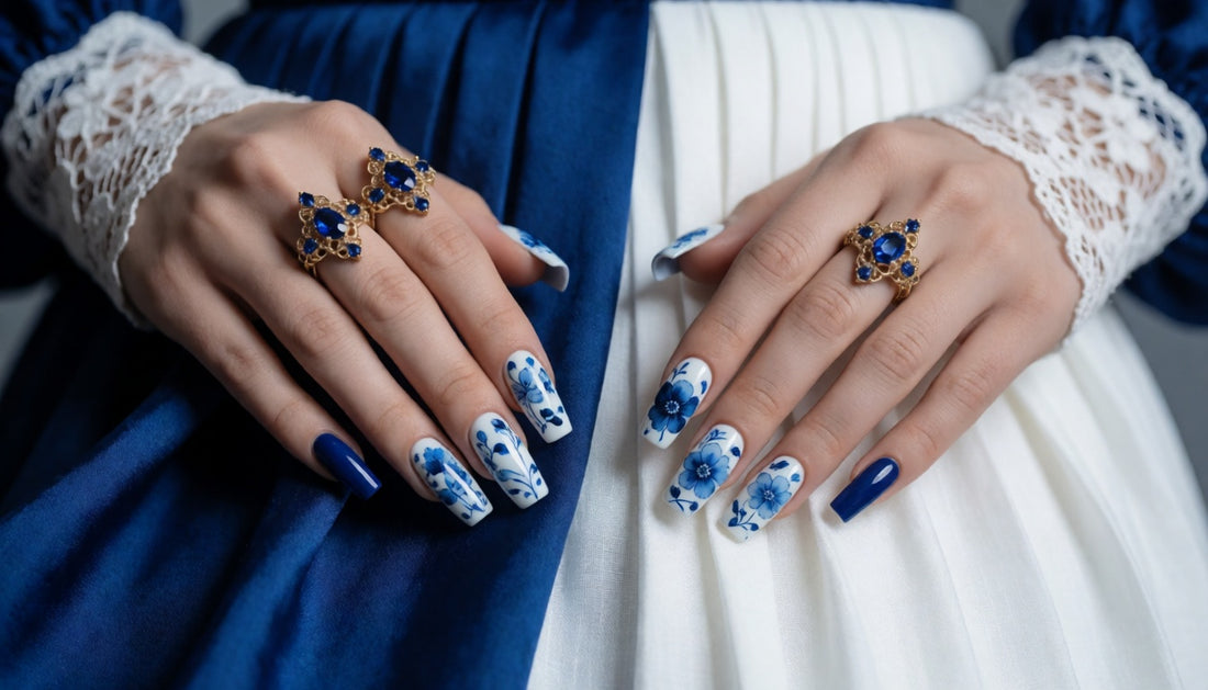 Cobalt Porcelain Nail Art: Blue-and-White China Manicure Trend