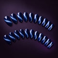 Midnight Cat Eye Press-On Nails | Oval Reusable Nail Set – Deep Blue Shimmer Design