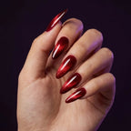 Sparkling Red Cat Eye Stiletto Press-On Nails