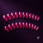 Rose Red Cat Eye Press-On Nails | Almond Stiletto Shimmer Set