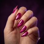 Rose Red Cat Eye Press-On Nails | Almond Stiletto Shimmer Set