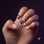 Y2K Star Stripe Square Press-On Nails, Autumn Vintage