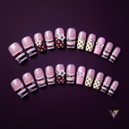 Y2K Star Stripe Square Press-On Nails, Autumn Vintage