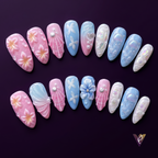 Summer Ocean Almond Press-On Nails, Jellyfish & Pearl 3D