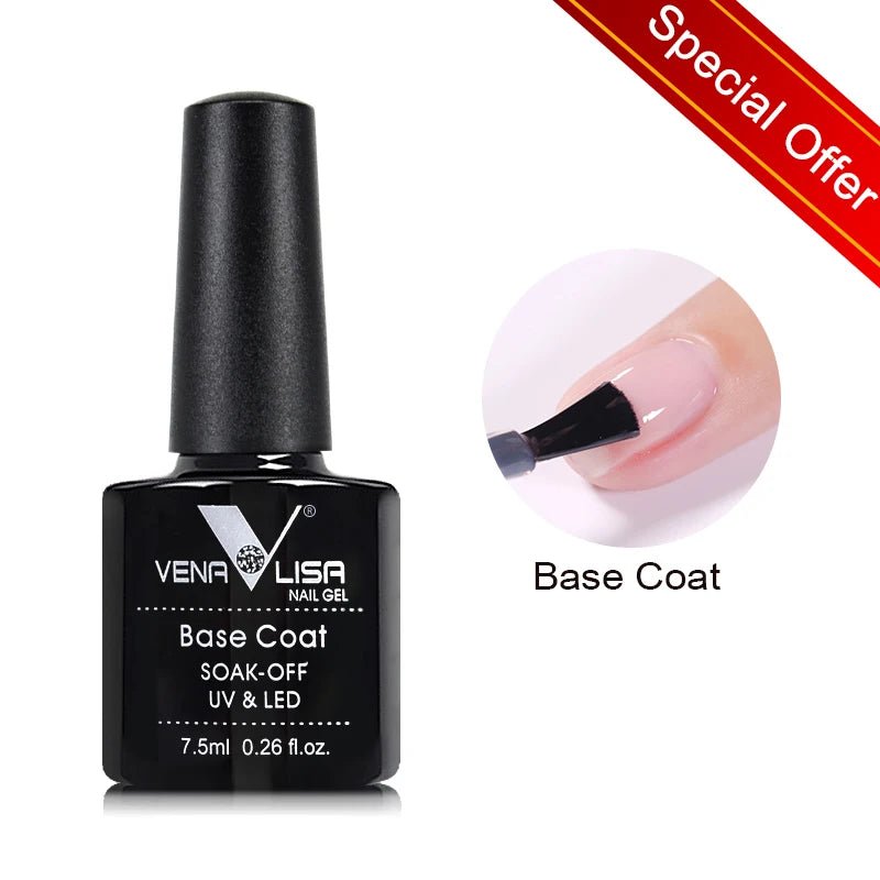 VENALISA Nail Gel Polish Range – No-Wipe Top, Matte Top & Base Coat, 100+ Colors