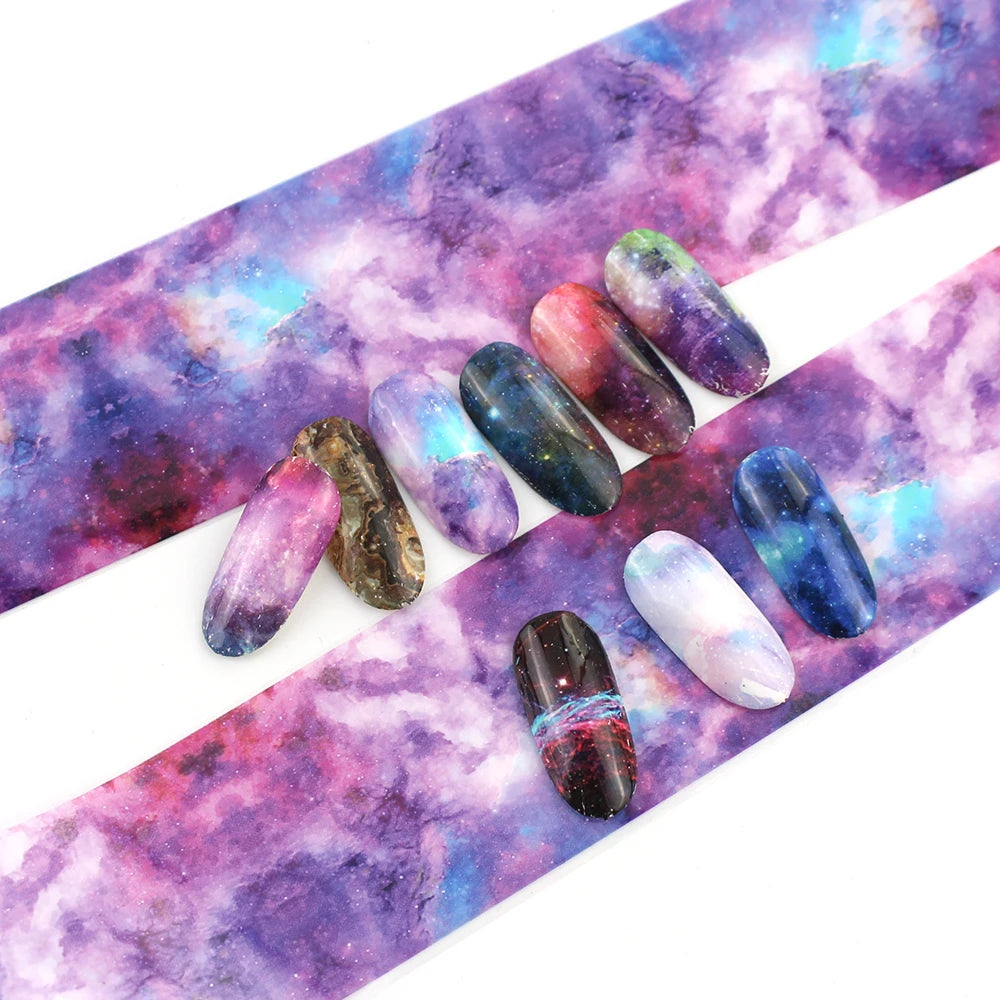 ERUIKA Multi-Style Nail Foil Stickers – Starry Sky, Flower & Leopard Transfer Decals