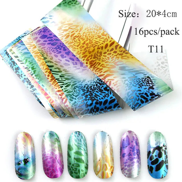 ERUIKA Multi-Style Nail Foil Stickers – Starry Sky, Flower & Leopard Transfer Decals
