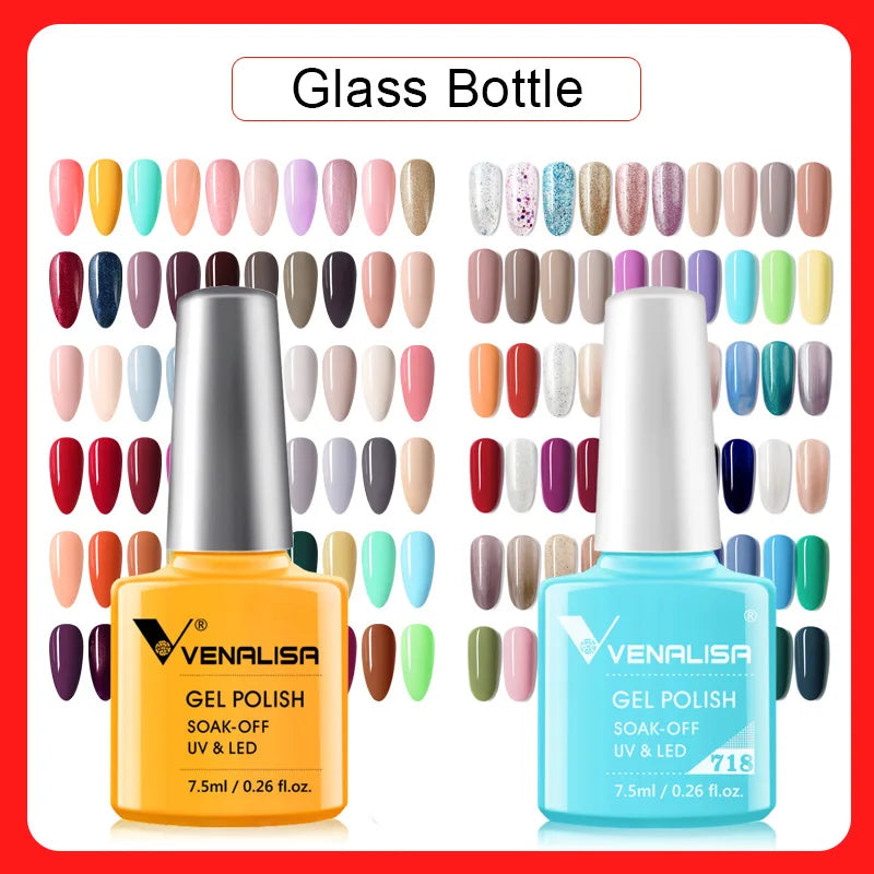 VENALISA Nail Gel Polish Range – No-Wipe Top, Matte Top & Base Coat, 100+ Colors