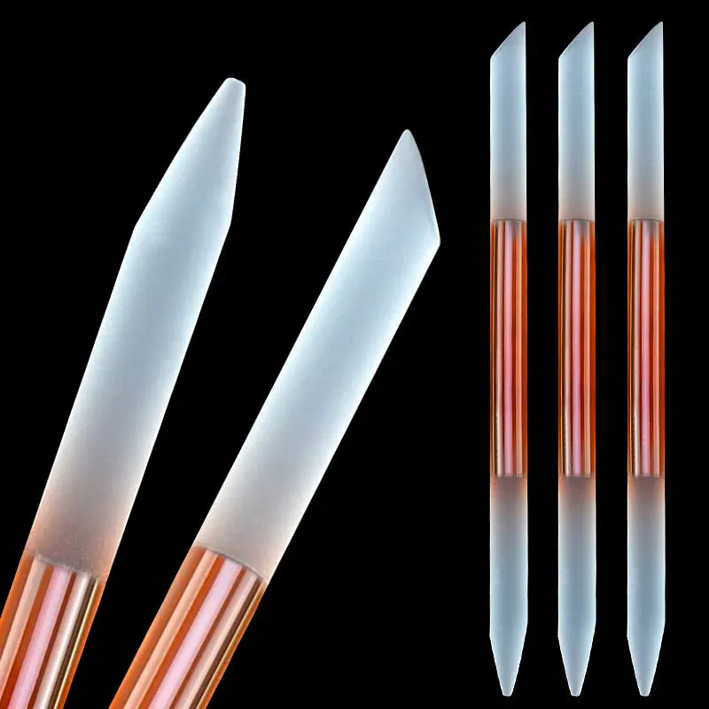 Glass Cuticle Pusher Set – Double-Sided Crystal Glass Nail Tools, 3 Pieces