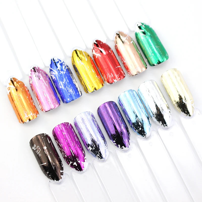 ERUIKA Metal Laser Nail Foils – Metallic Flower & Starry Transfer Decals, 14 Colors