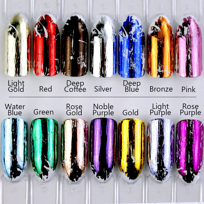 ERUIKA Metal Laser Nail Foils – Metallic Flower & Starry Transfer Decals, 14 Colors