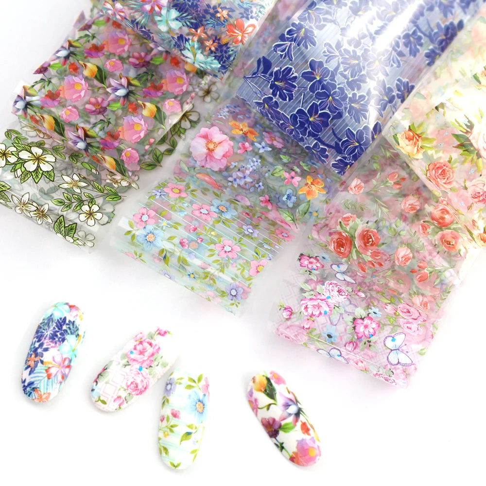 ERUIKA Multi-Style Nail Foil Stickers – Starry Sky, Flower & Leopard Transfer Decals