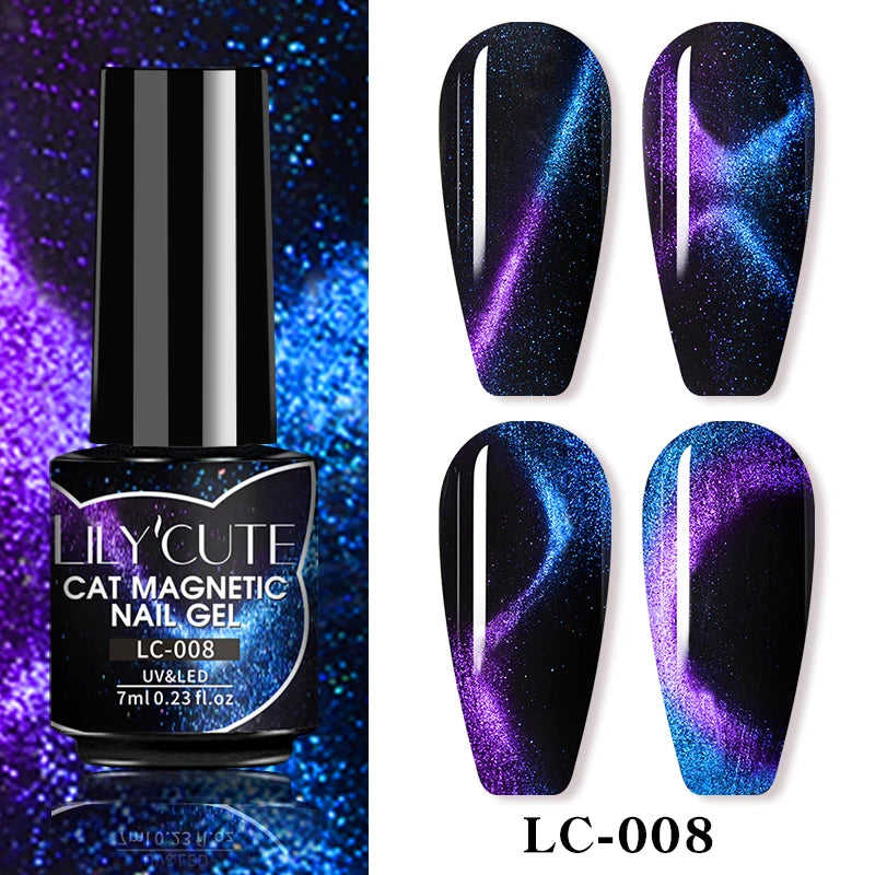 LILYCUTE 9D Cat Magnetic Gel Nail Polish – Iridescent Soak Off UV LED Manicure Gel