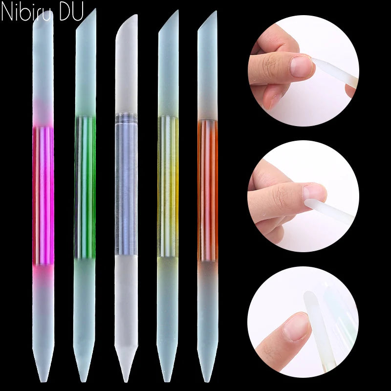 Glass Cuticle Pusher Set – Double-Sided Crystal Glass Nail Tools, 3 Pieces