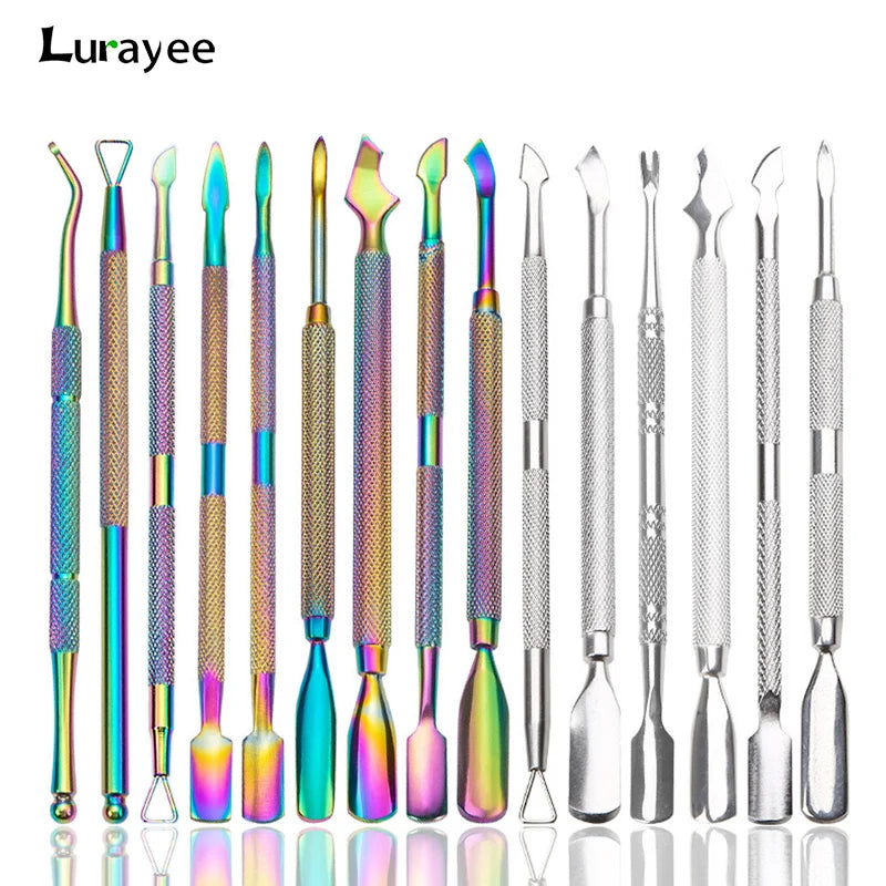 Lurayee Stainless Steel Cuticle Pusher & Gel Polish Scraper