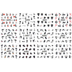 Full Beauty Black Cat & Heart Nail Water Stickers – Valentine's Cartoon Decals