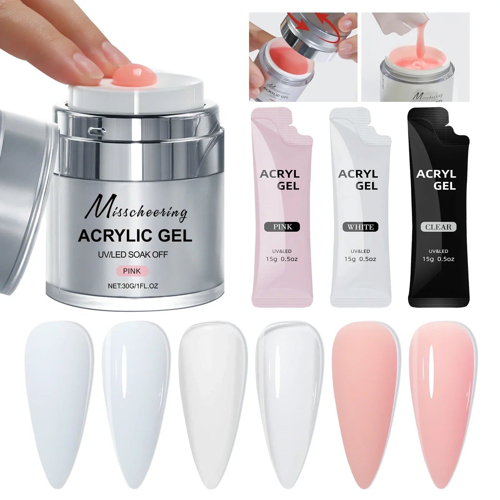 Misscheering Crystal Model Poly Acrylic Nail Extension Gel, 30g