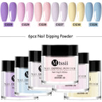 6-Piece Natural-Dry Dip Powder Set – No Lamp Needed, Nail Glitter Pigment Dust