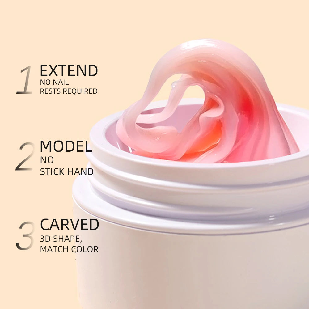 5/15ml Pink Solid Nail Gel Non-Stick Hand Nail Extension Gel 3D Carving Building Gel 9 Colors Hard Nail Gel Builder UV Gel T%58