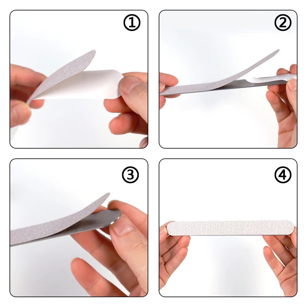 10Pcs Straight Sticks Replacement Nail Art Files 100/180/240 SandPaper With Metal Handle Grinding Tools Polishing Manicure Files