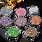 8-Piece Holographic Nail Glitter Powder Set – Chromatic Reflective Mirror Dust