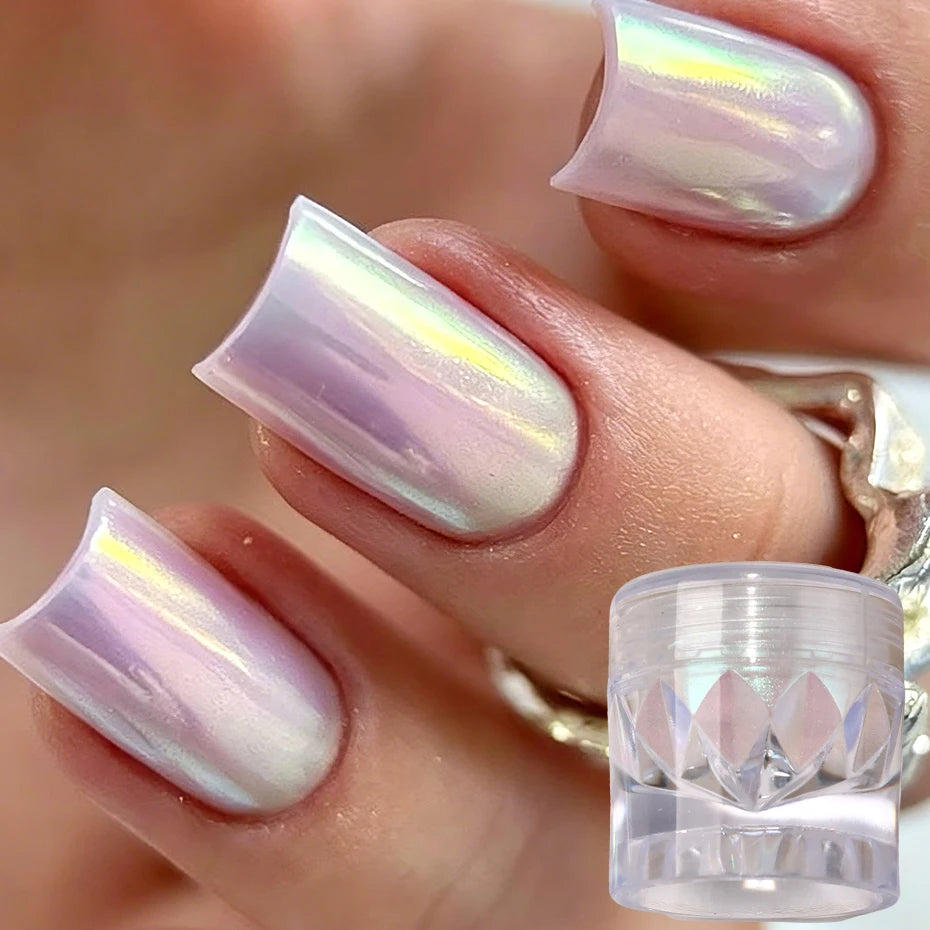 1/2/3pcs Iridescent Aurora Chrome Nail Powder Unicorn Mermaid Pigment Dust Mirror Pearlescent Glitter Nail Art Powder Gel Polish
