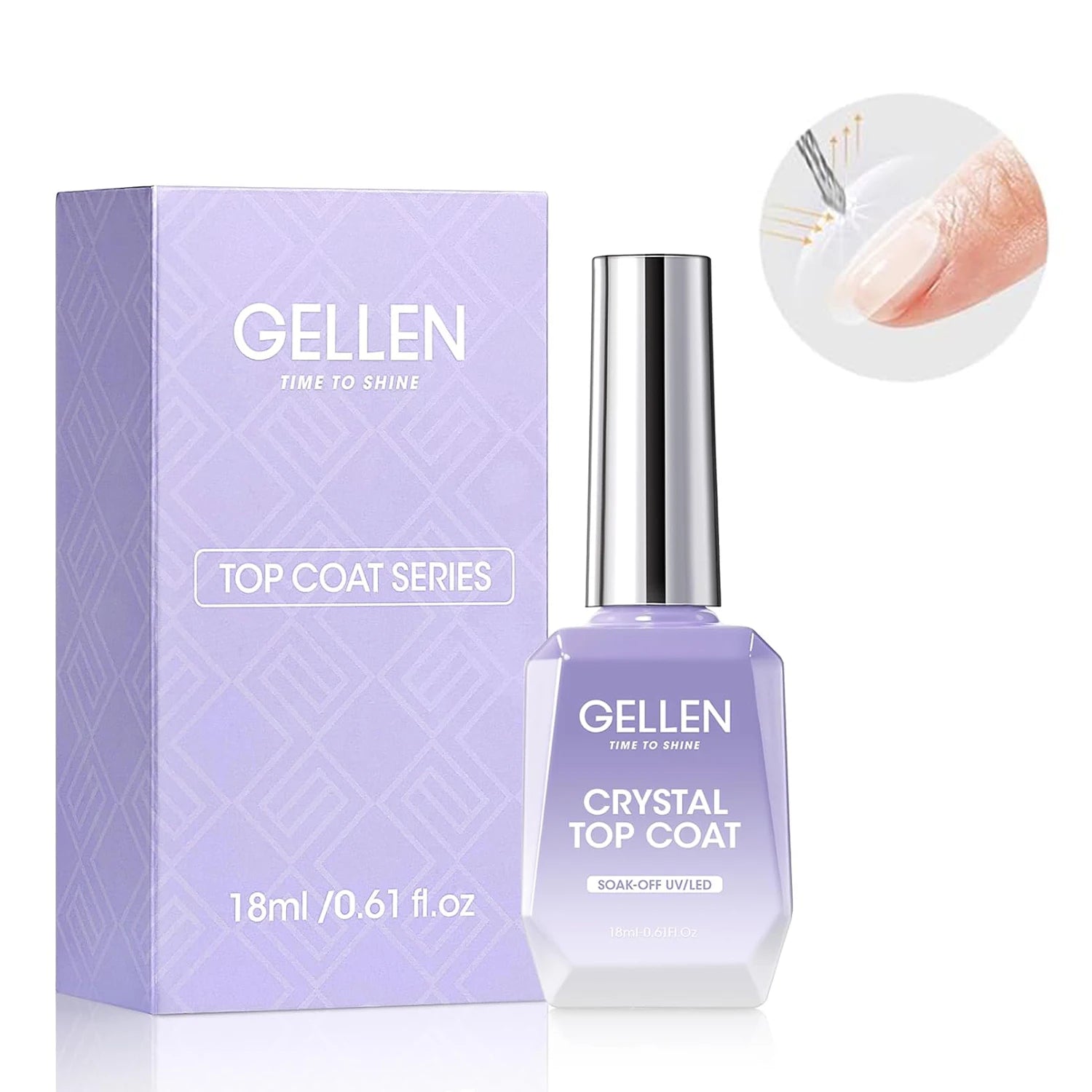 GELLEN Crystal Gel Top Coat – Ultra Glossy, 28+ Days Long-Lasting Shine