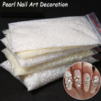 MingLee Half Round Pearl Nail Rhinestones – White & Beige Caviar Nail Decor