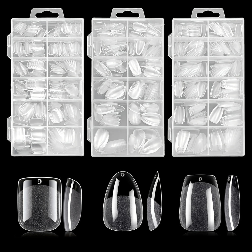 Extra Short Half-Matte Acrylic Nail Tips – Pre-Filed Press-On, 240 Pieces