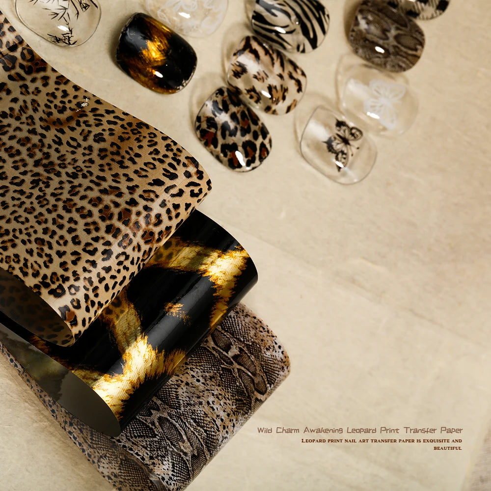Kaniu Leopard Print Nail Transfer Paper – Water-Soluble Animal Print Foils, 10 Rolls