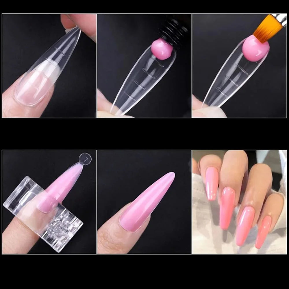 zengtaolke Fake Nail Forms – Almond Extension Tips for UV Gel Building, 60pcs