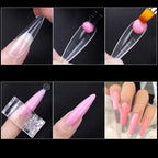 zengtaolke Fake Nail Forms – Almond Extension Tips for UV Gel Building, 60pcs