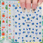 5D Fruit Nail Stickers – Blueberry, Strawberry & Watermelon Summer Decals