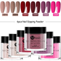 6pcs 10g Nail Dipping Powder Set Natural Dry No Lamp Cure Nail Art Decoration Nail Glitter Pigment Dust Powder Nail Supplies DIY