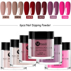 6-Piece Natural-Dry Dip Powder Set – No Lamp Needed, Nail Glitter Pigment Dust