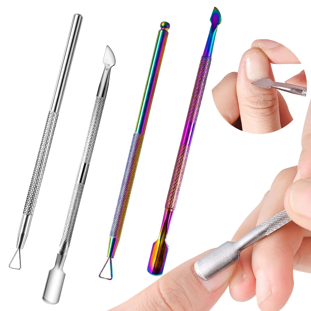 Hook Type Stainless Steel Cuticle Pusher & Gel Polish Scraper