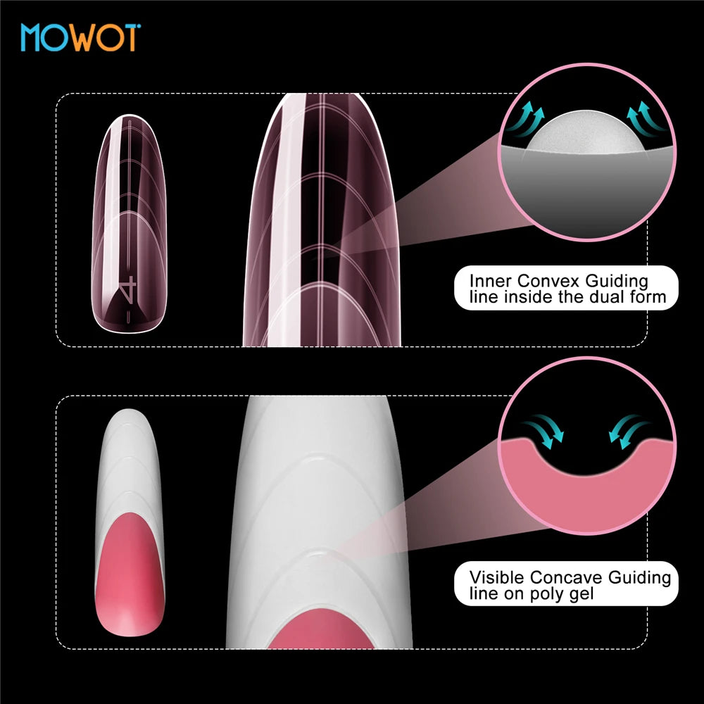 MOWOT Pink Clear Dual Nail Forms – French Acrylic Extension Molds, 150pcs