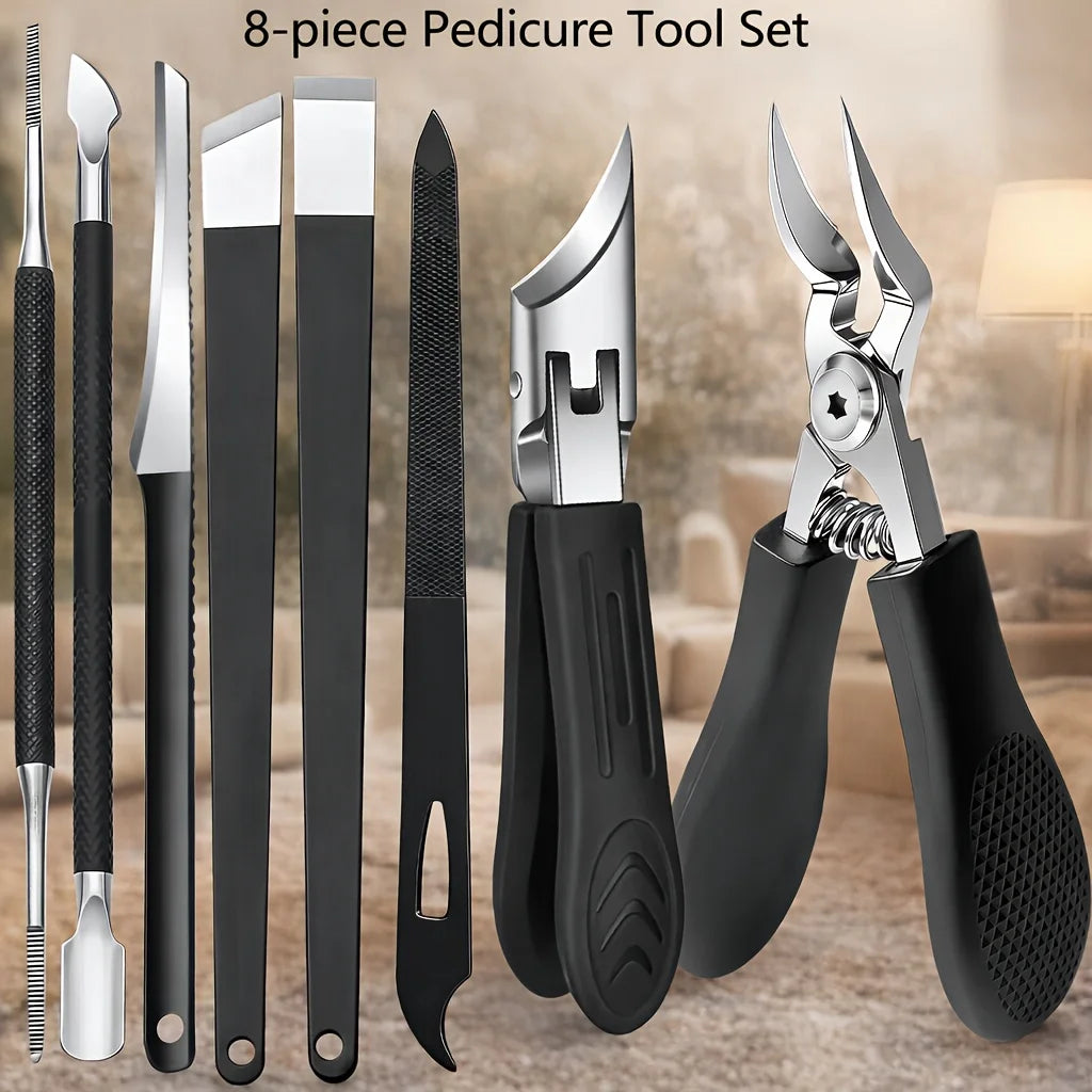 Modern Stainless Steel Foot Care Nail Clipper Set – Long Handle, Slanted Opening