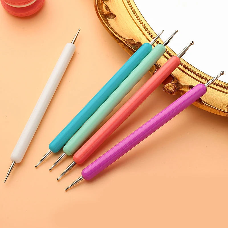 JEARLYU 2-Way Nail Dotting Pen Set – Carving & Drawing Tools, 5 Pieces