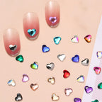 Heart Flatback Nail Rhinestones – 12-Cut Faceted Crystal Art Stones