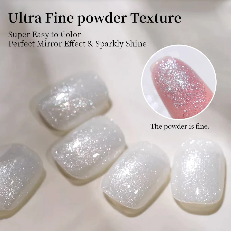 RS NAIL 1/2/5 Glitter Powder Moonlight White Sparkling Glitter Dust Chrome Shiny Powder for Nail Art Decoration