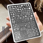 Cartoon Moon & Stars Nail Stamping Plate – Celestial Design Template