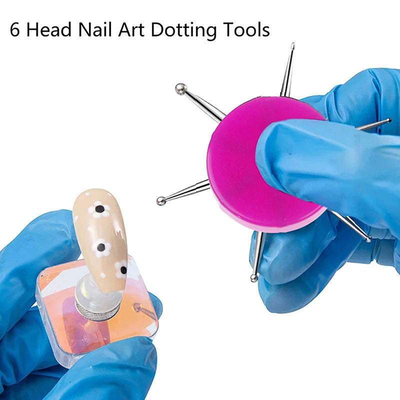 JCSYFAC 6-in-1 Circular Nail Dotting Tool – Acrylic Dot Painting Pen