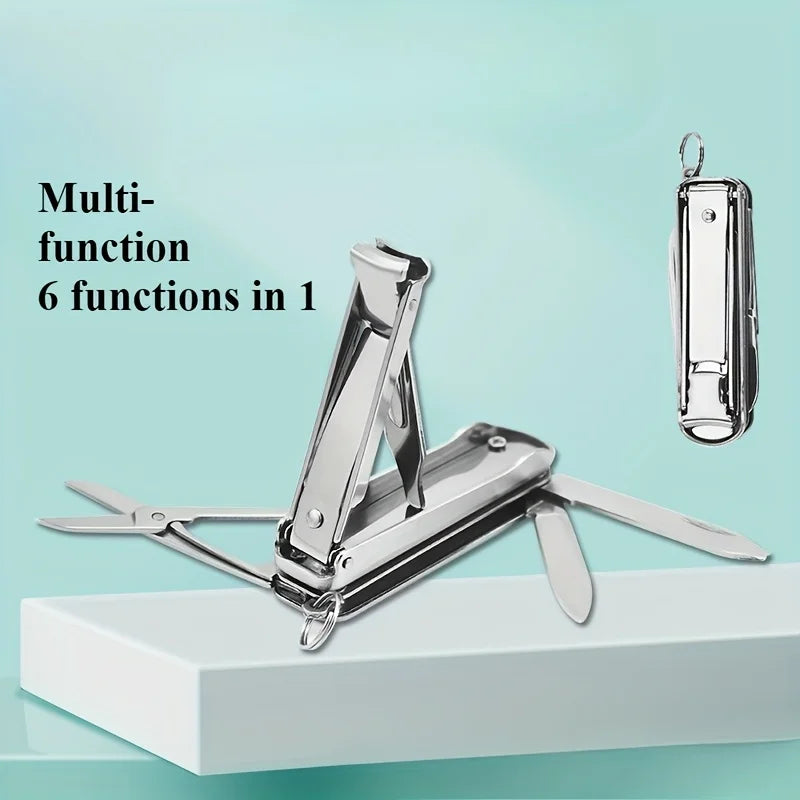 Ouriner Multifunctional Stainless Steel Nail Clipper – 6-in-1 with File & Bottle Opener