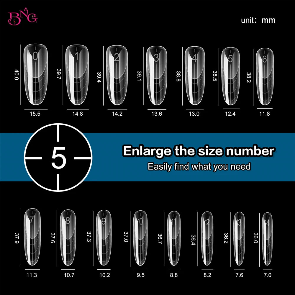 BNG French Dual Nail Forms – Reusable Poly Extension Gel Molds, 15 Sizes, 150pcs