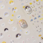 NAILFYOU 5D Kawaii Pompom Cat Nail Stickers – Japanese Floral Decals
